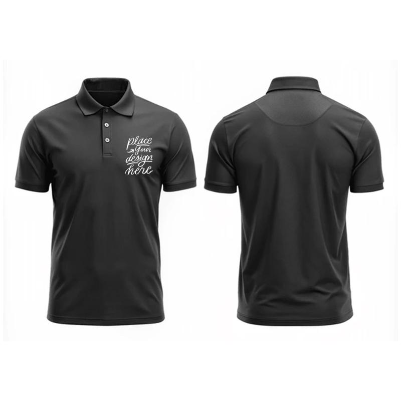 Classic Polo Shirt- Half Sleeve - Black with Logo